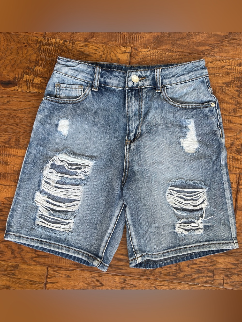 Distressed Bermuda Denim Shorts
